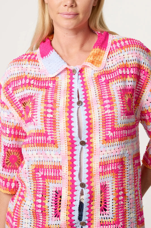 Crocheted Loose Fit Cardigan