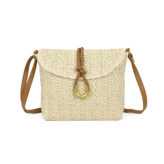 Straw Cross Body Bag Cream