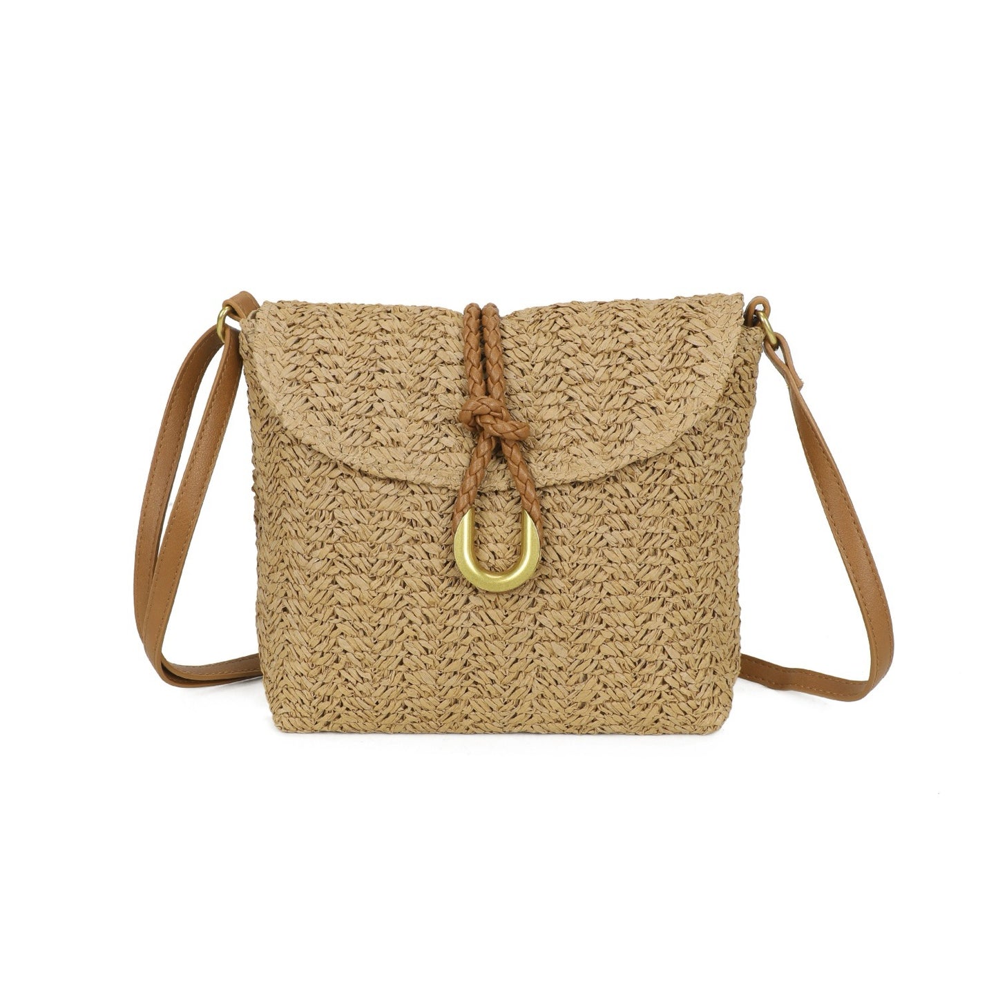 Straw Cross Body Bag Camel