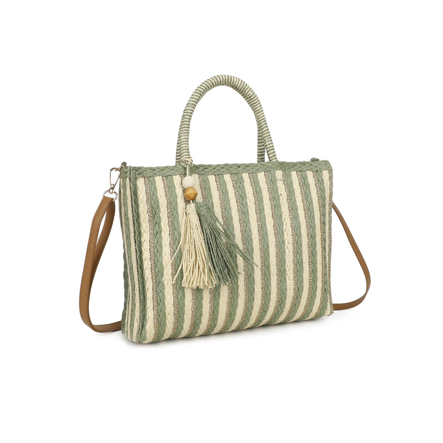 Summer Stripe Weave Bag Green