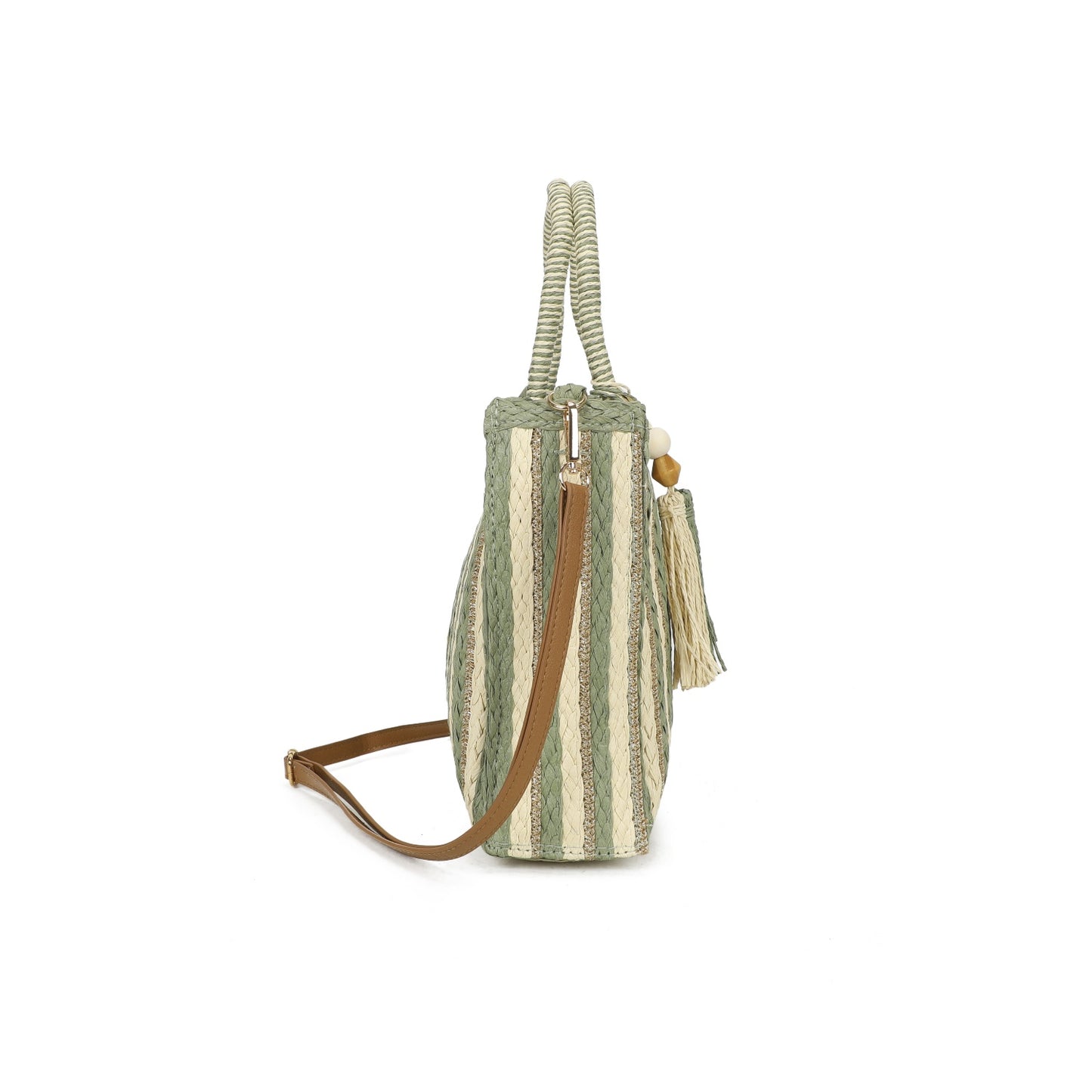Summer Stripe Weave Bag Green