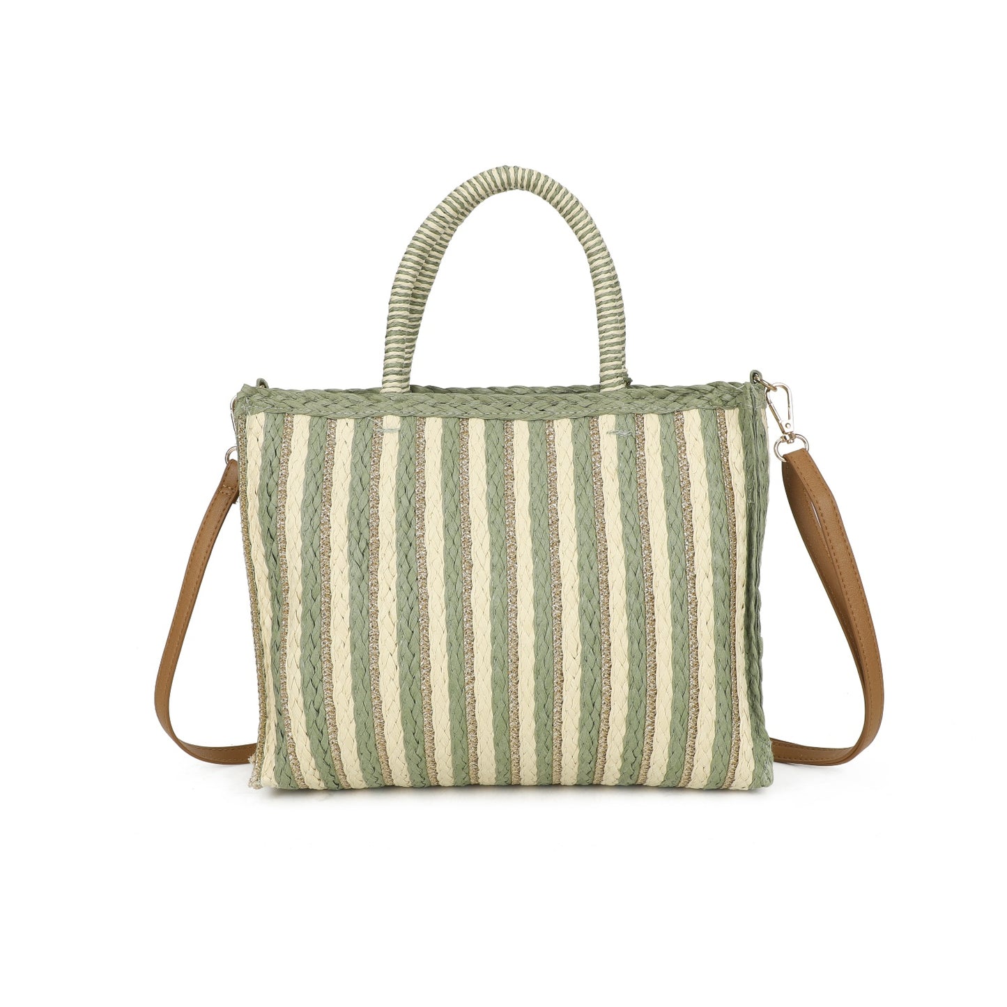 Summer Stripe Weave Bag Green