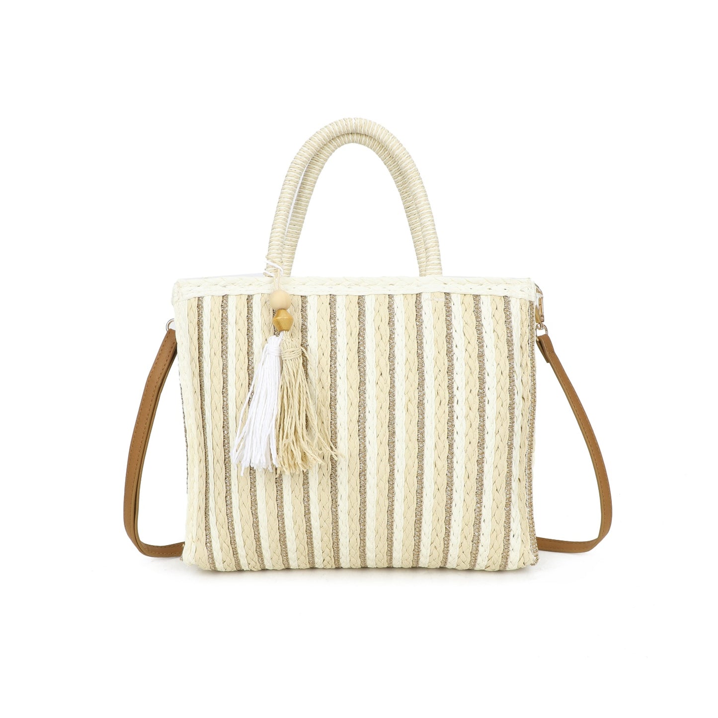 Summer Stripe Weave Bag Biege