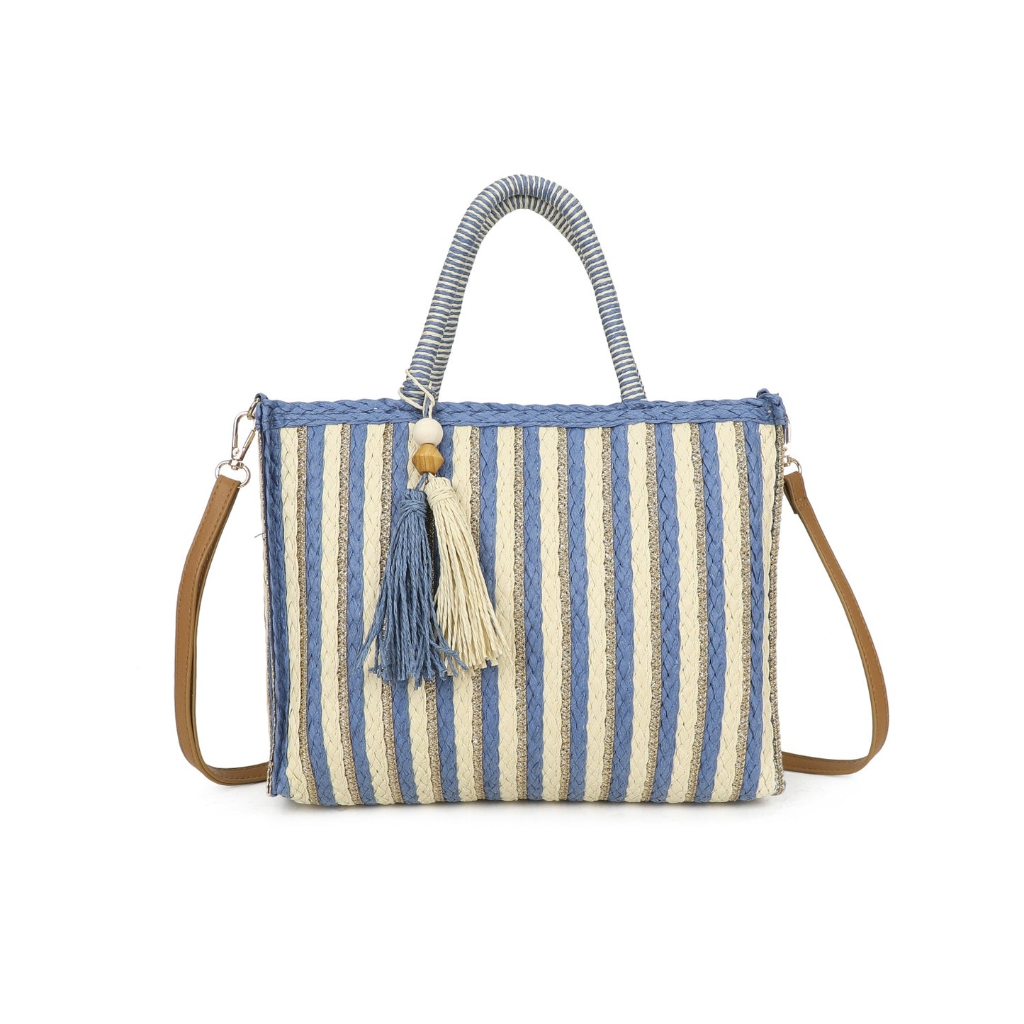 Summer Stripe Weave Bag Blue