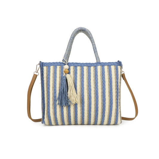 Summer Stripe Weave Bag Blue