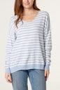 Cally Stripe Lightweight Knit Jumper Light Blue