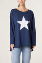 Star Long Sleeve Cotton Top Navy