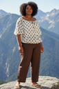 Spotty Chiffon Top Cream Brown