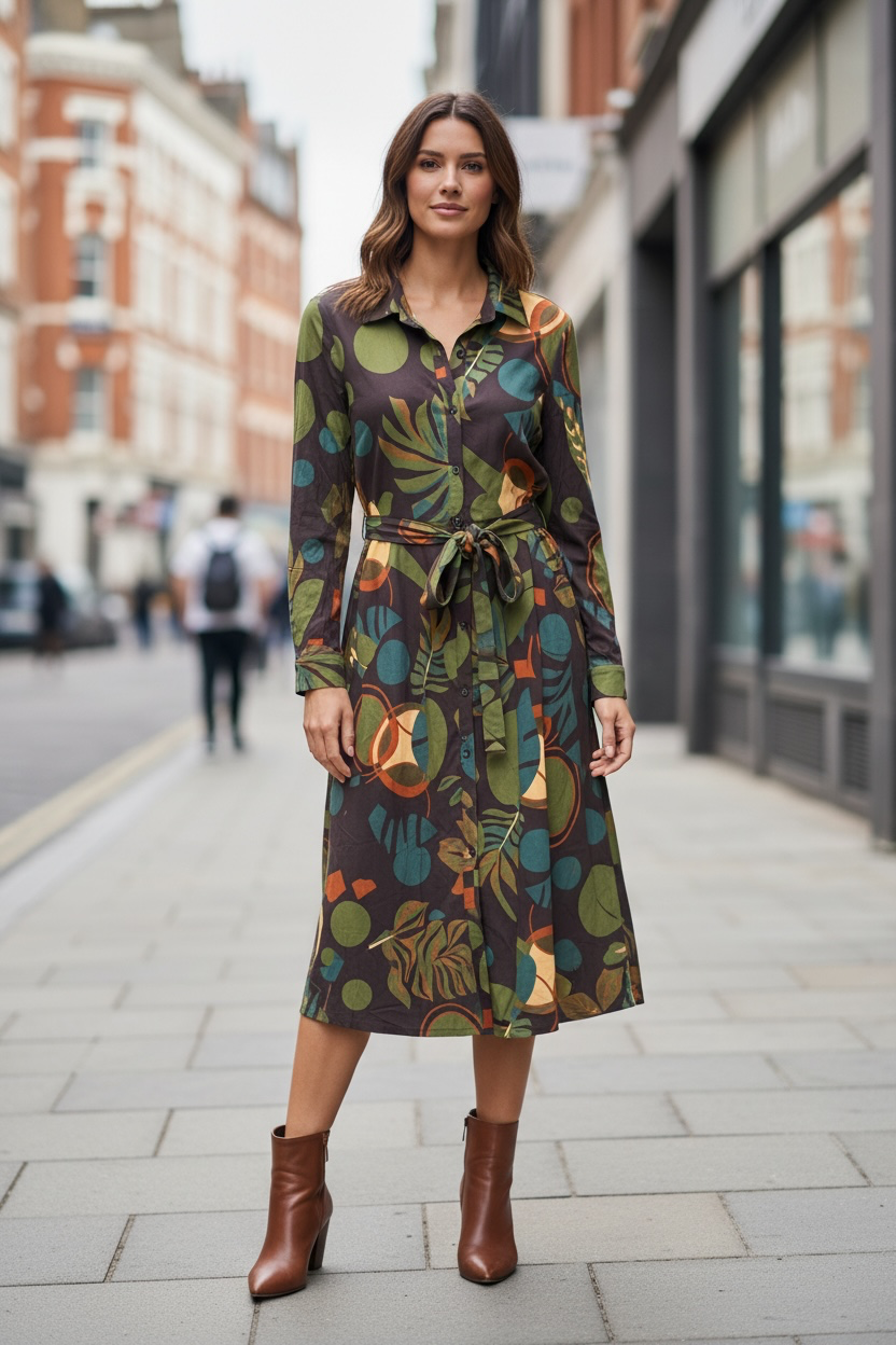 Multi Print Suedette Shirt Dress
