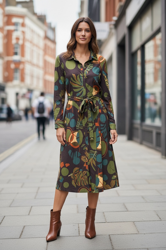 Multi Print Suedette Shirt Dress