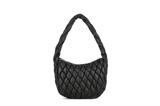 Veronica Quilted Shoulder Bag  Black