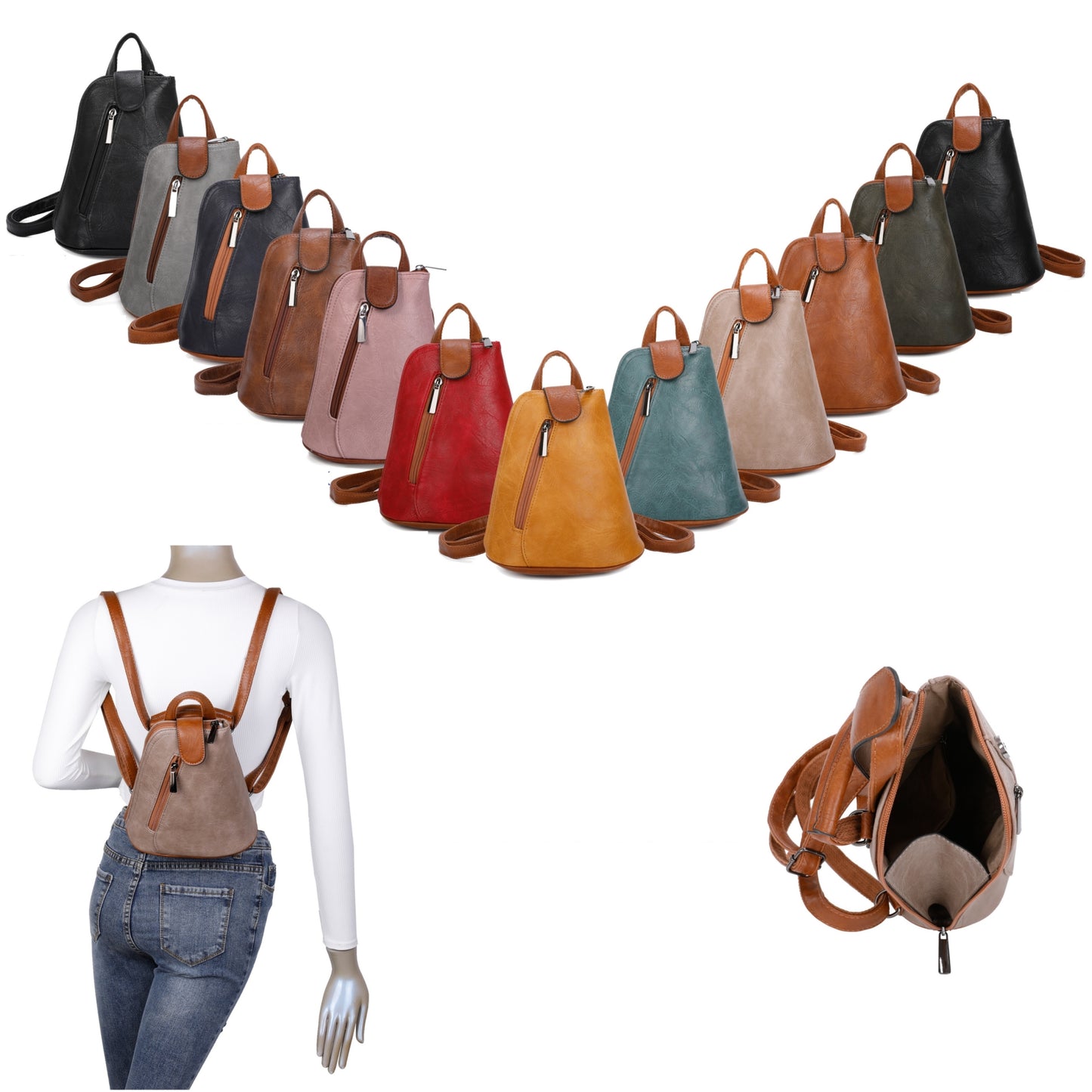 Small Triangular Convertible Back Pack Taupe