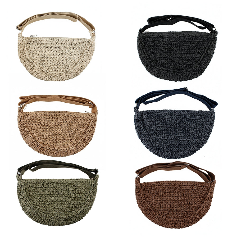 Half Moon Straw Cross body Assorted Colours