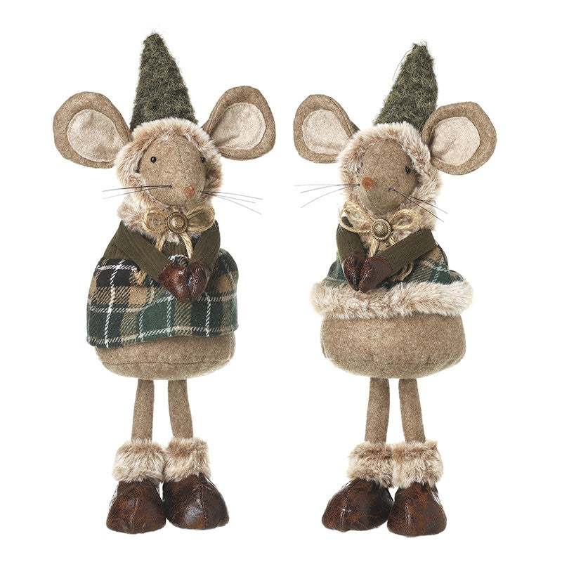 Cute Christmas Standing Mouse with Tartan Coat