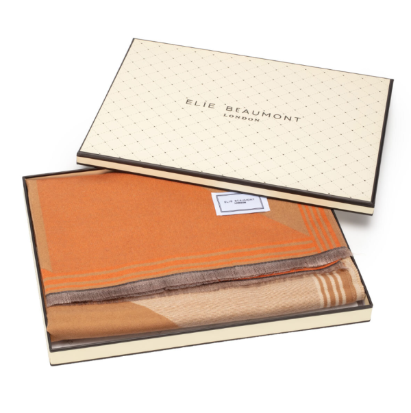 Eli Beaumont Reversible  Geometric Tan Orange Scarf