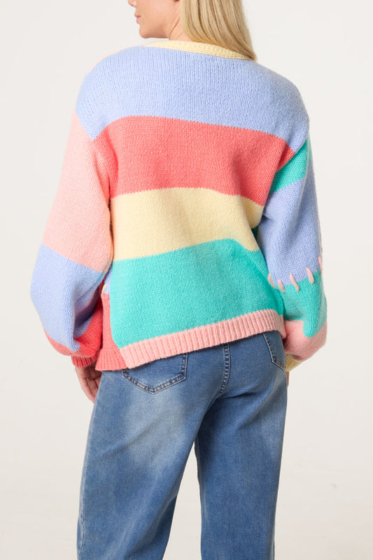 Stitch Colour Block Cardigan