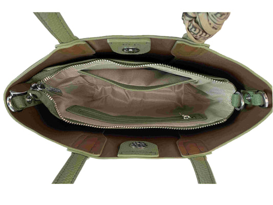 Two in One Scarf Handle Bag Green