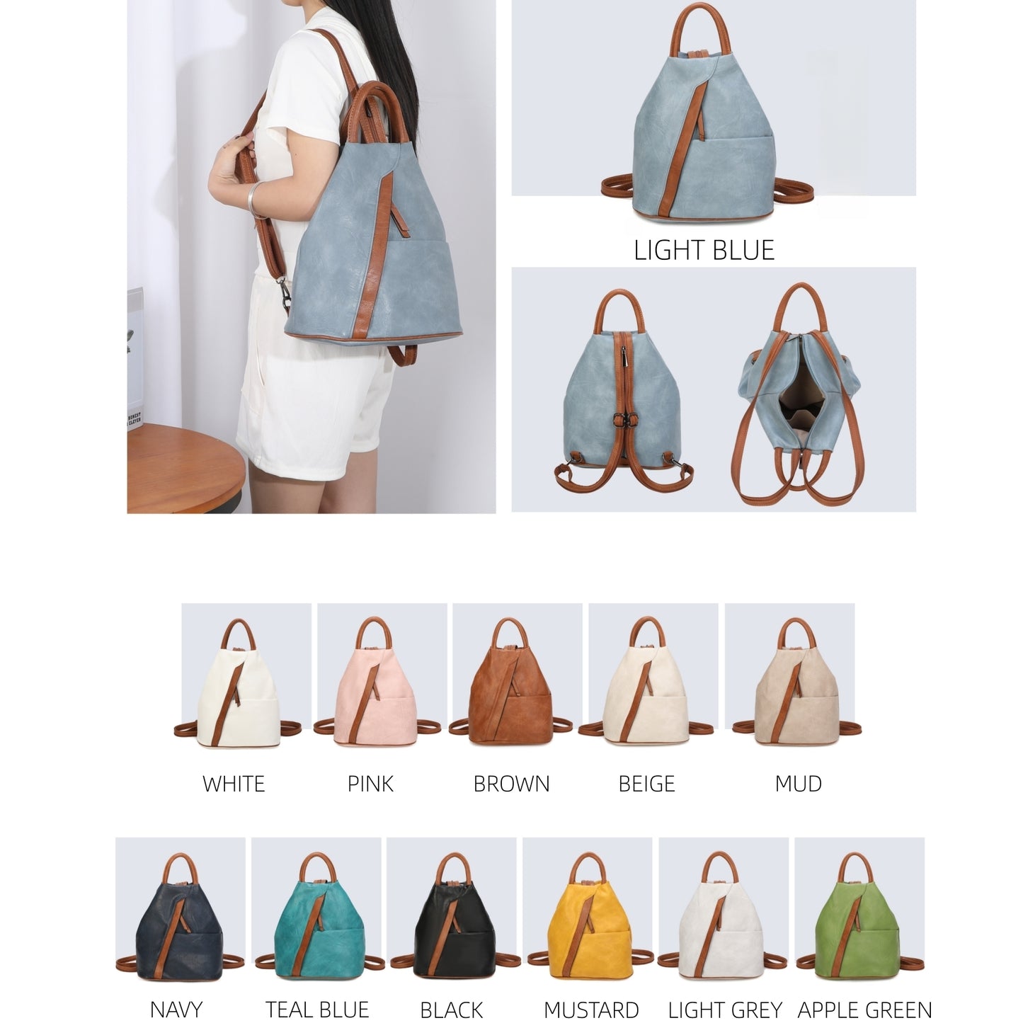 Large Triangular Backpack Apple Green