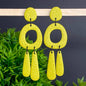 Kay Jay Clay Colour Block Organic Chandelier Earrings - Handmade: Mustard Yellow