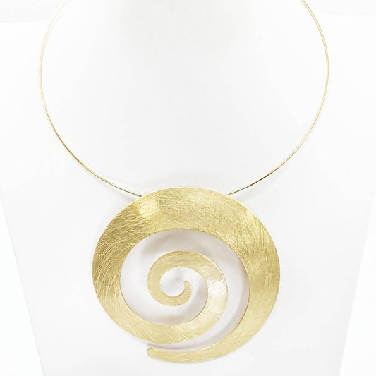 Statement large swirl pendant on torque necklace: G