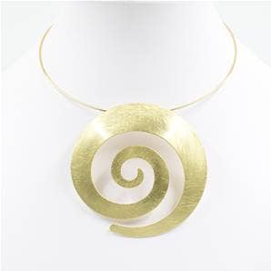 Statement large swirl pendant on torque necklace: G