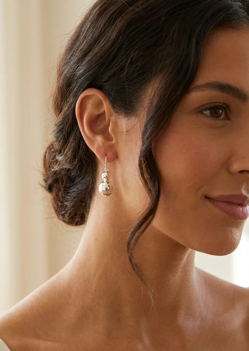 Envy Silver Ball Dropper Earrings