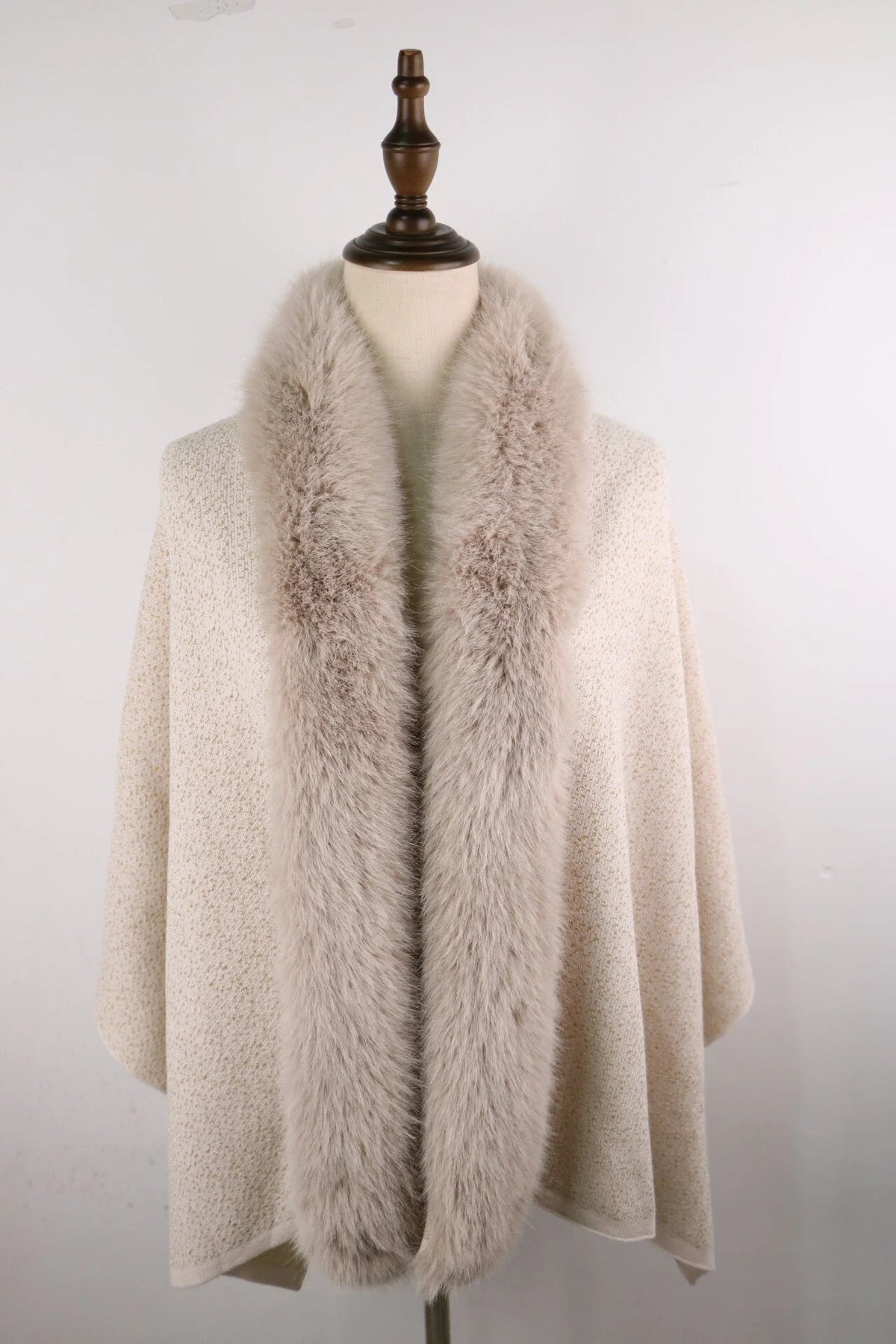 Eli Beaumont Winter Shawl with Faux Fur Collar