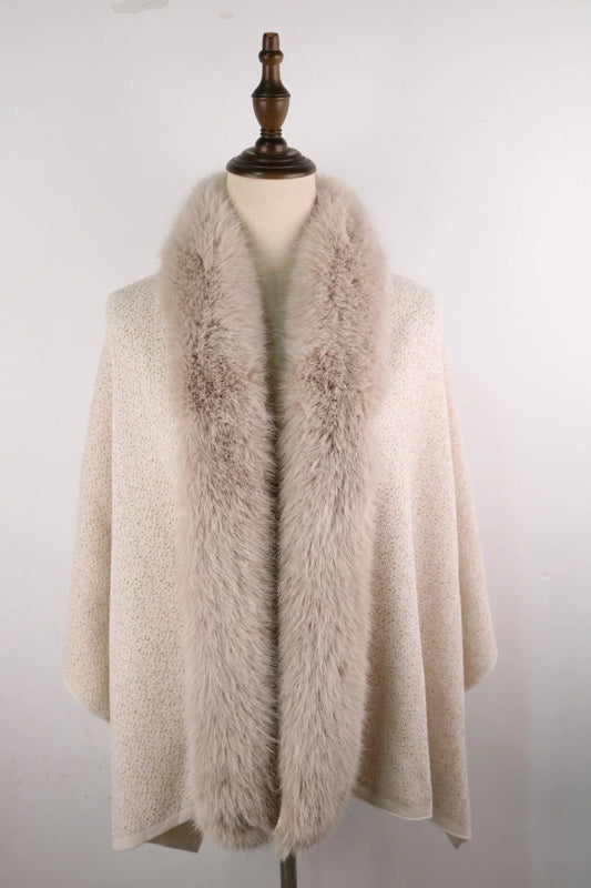 Eli Beaumont Winter Shawl with Faux Fur Collar