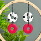 Kay Jay Clay Dalmatian Print Handmade Polymer Clay Hoop Earrings: Red