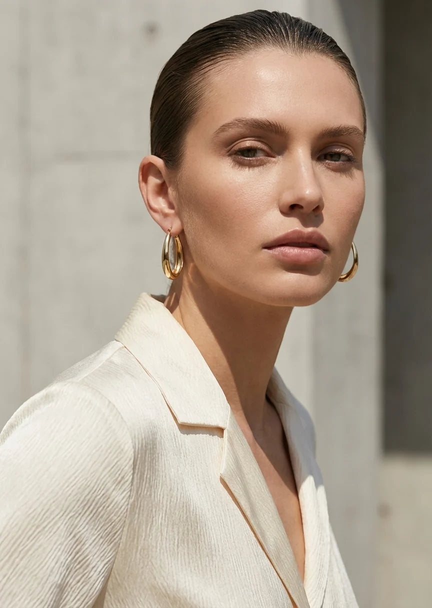 Envy Gold Cross OverHoop Earrings