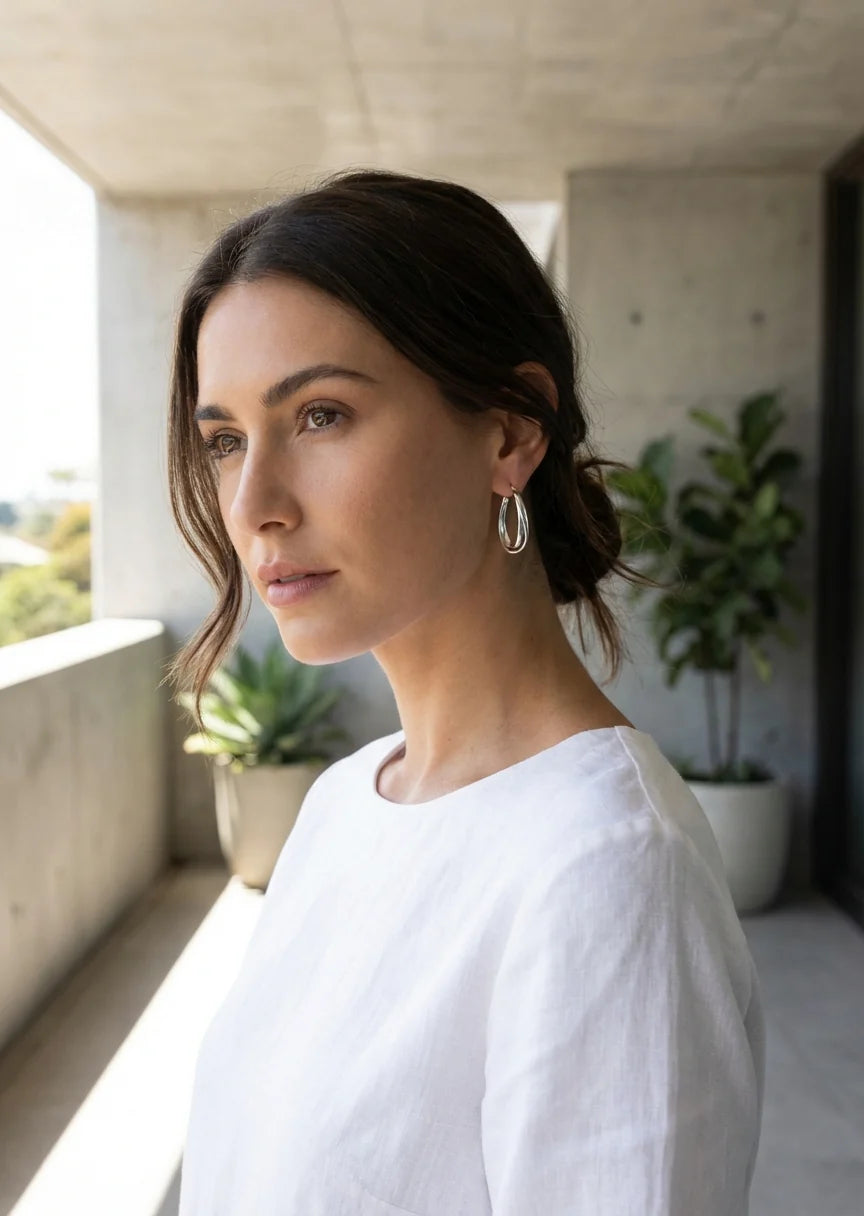 Envy Silver Cross OverHoop Earrings