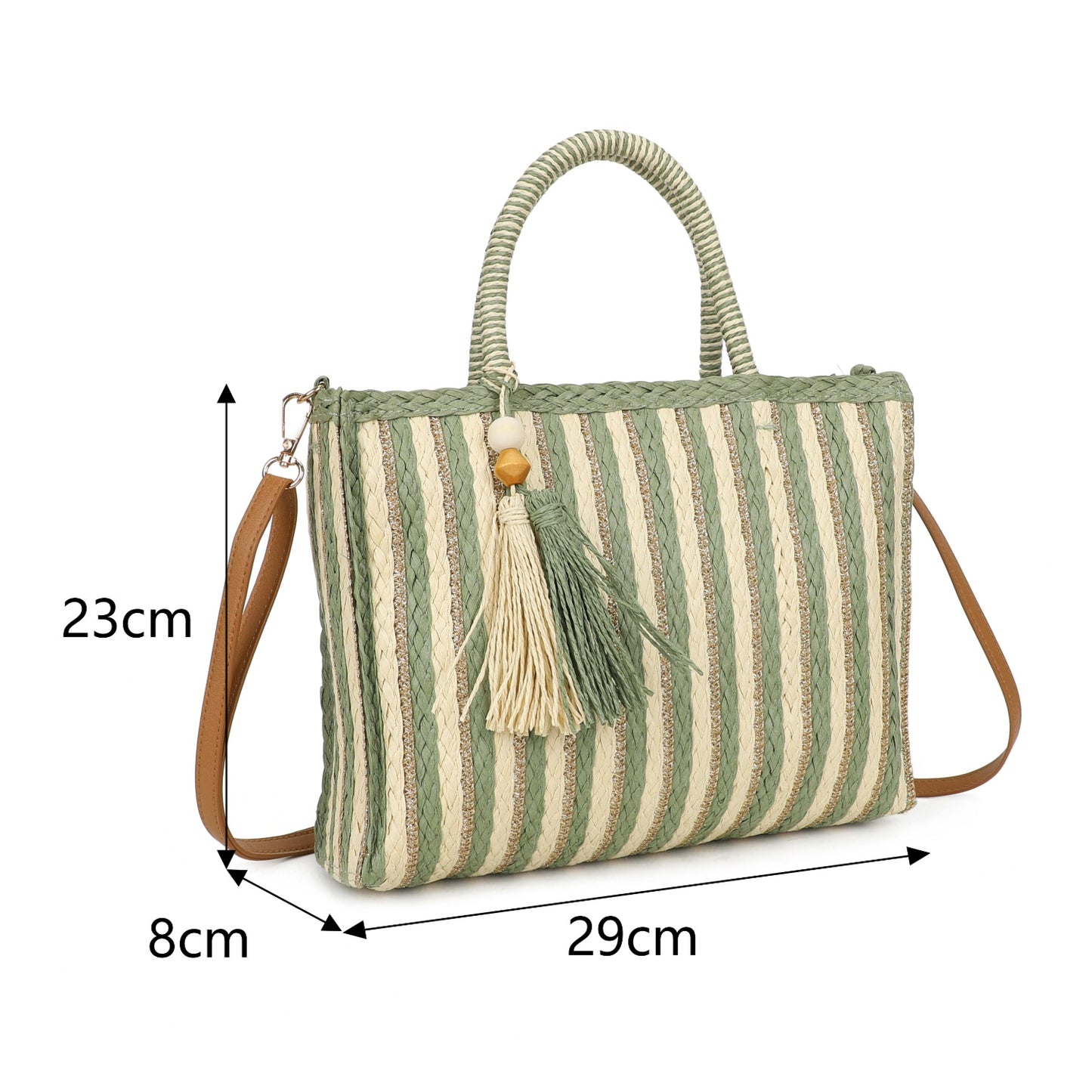Summer Stripe Weave Bag Green