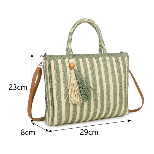 Summer Stripe Weave Bag Green